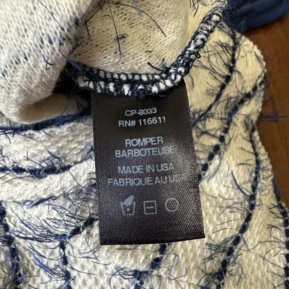 NWOT AMADI ANTHROPOLOGIE Sleeveless Cilli Romper in Blue Ivory V-Neck - Picture 9 of 12